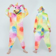 Kinder Einhorn Regenbogensterne Jumpsuit Schlafanzug Kostüm Onesie