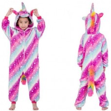 Kinder Einhorn Streifensterne bunt Jumpsuit Schlafanzug Kostüm Onesie