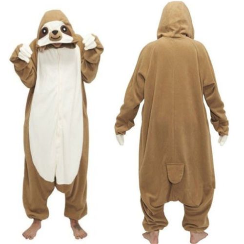 sloth Pyjamas Kostüm Onesie Jumpsuit Tier Schlafanzug Erwachsene Unisex Fasching 