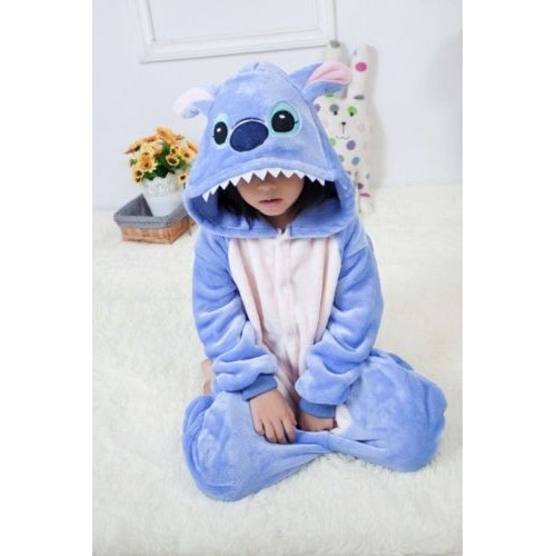 Kinder Lilo und Stitch Jumpsuit blau Schlafanzug Onesie Kostüm