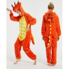 Triceratops orange Jumpsuit Schlafanzug Kostüm Onesie